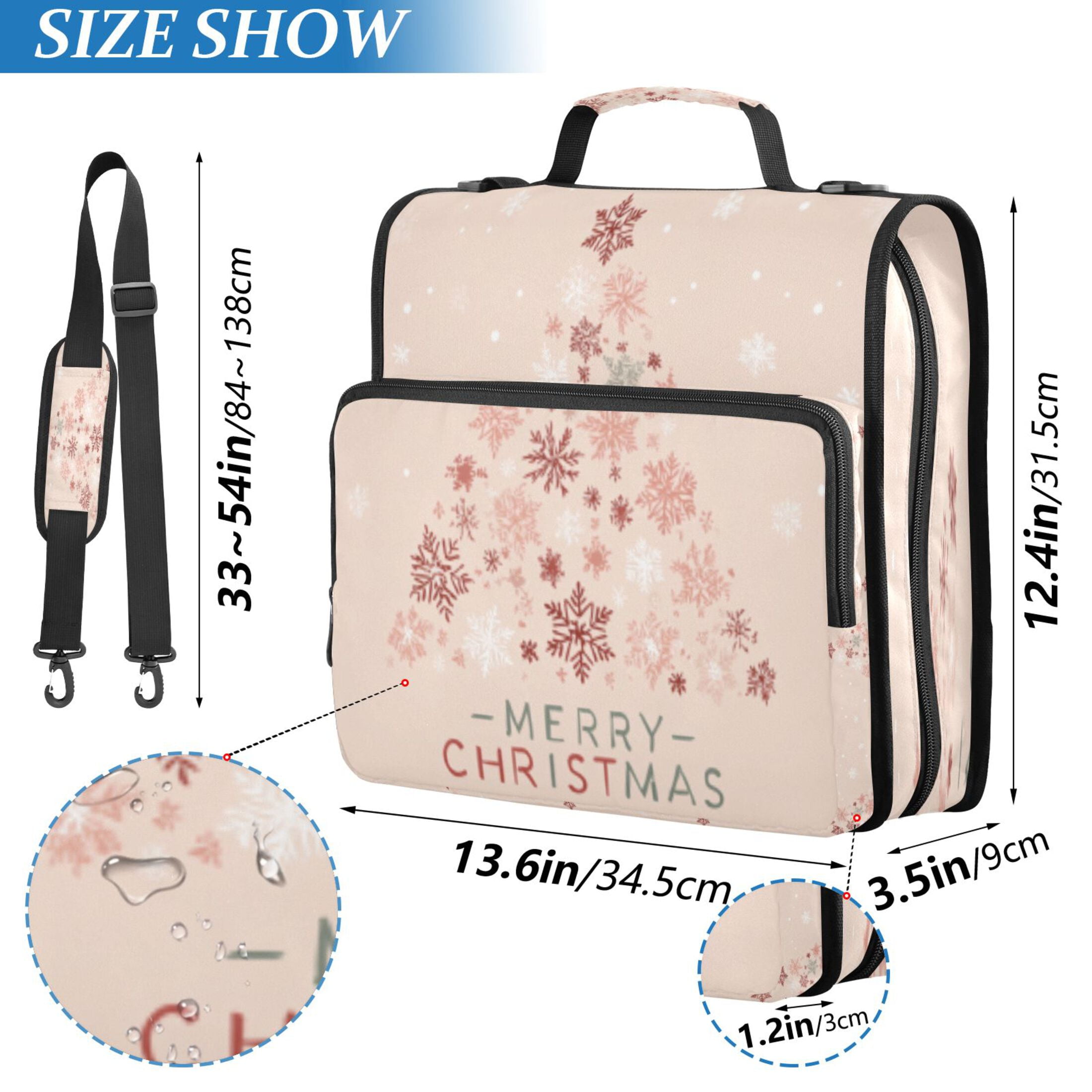 DIXRUYEE Zipper Binder trapper keeper Documents Organized Soft Snowfall Christmas Tree Printed