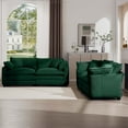thumbnail image 3 of Modern Fabric Living Room Sofa Two Pieces Set, Two 2-Seater Sofas with 8 Cushions, Upholstery Large Deep Seat Sofa Set, Corduroy Fabric (Green), 3 of 11