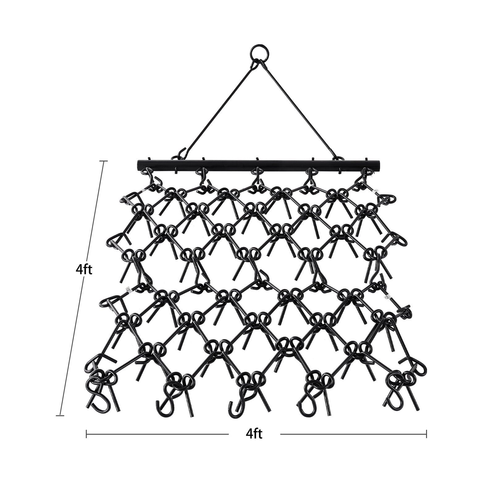 KFFKFF Chain Harrow, 4x4 ft, Robust Drag Harrow with 69 Pointed Teeth, Suitable for ATV UTV Tractor, Preparing Soil, Seeding, Leveling Terrain, and Maintaining Gravel Yard