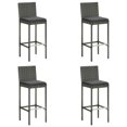 thumbnail image 1 of 4pc Outdoor Patio Barstool Chair with Cushions, Gray Woven Poly Rattan, 1 of 1
