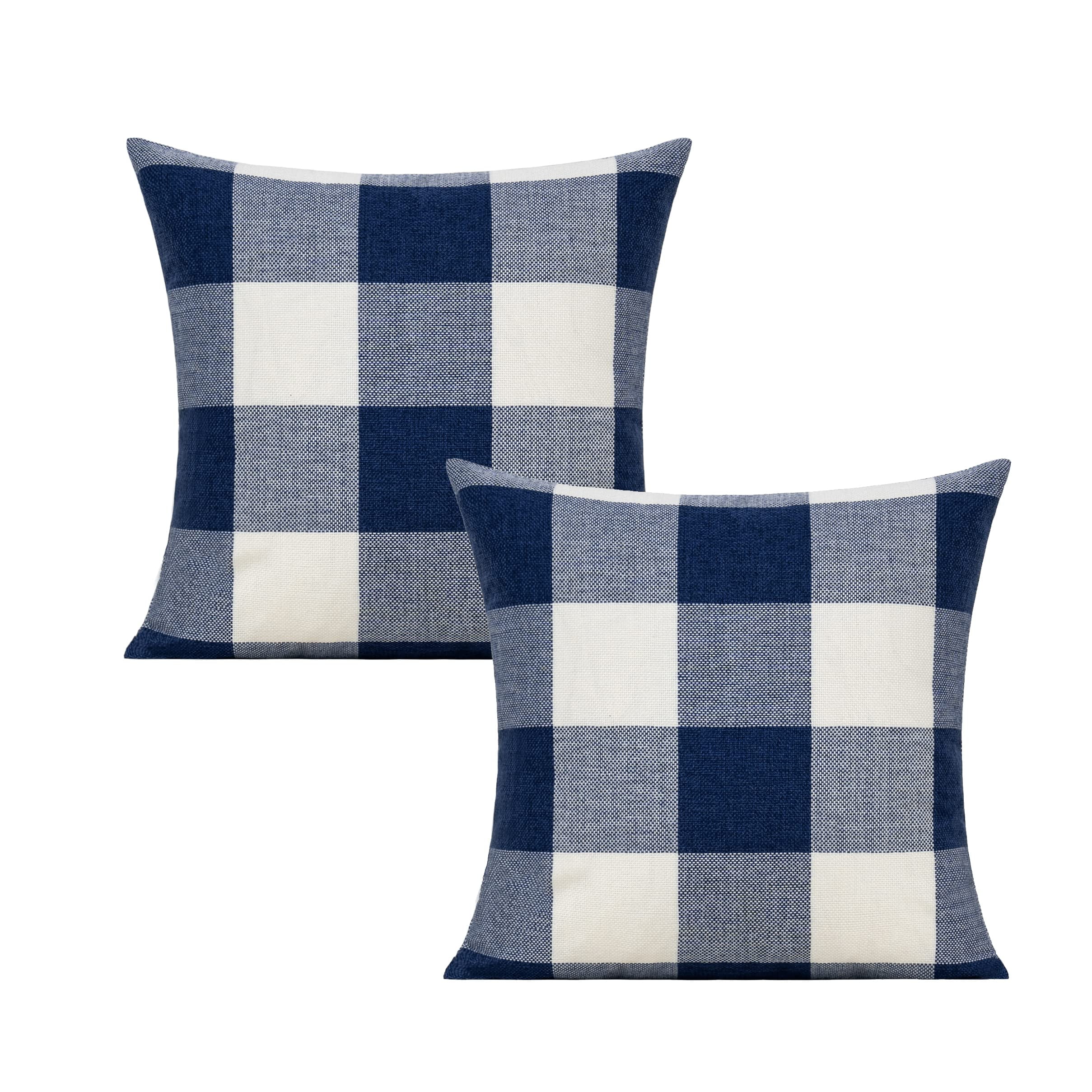 VAKADO Outdoor Blue Throw Pillow Covers 18x18 Set of 2 Buffalo Plaids