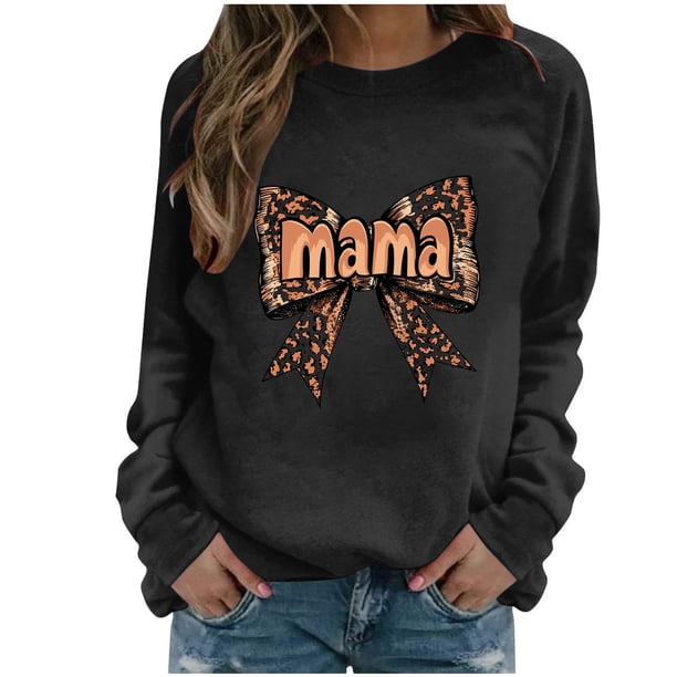 Xuyuer Women's Printed Long Sleeve Round Neck Casual Hoodless Sweatshirt, Comfortable Pullover Top for Mother's Day Gifts, Family Events and Relaxed Everyday Wear