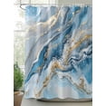 thumbnail image 2 of Abstract Ocean Waves Shower Curtain, Gradient Blue Gold Sea Art Waterproof Shower Curtain Set with 12 Hooks Lightweight Washable Fabric Shower Curtains for Bathroom 72x84 Inches, 2 of 6