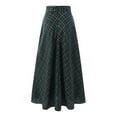 thumbnail image 5 of Fsqjgq Plaid Skirts for Women Fall Winter Warm Woolen A-Line Tartan Long Skirts High Waisted Flared Wool Plaid Pleated Skirts with Pockets Green 4XL, 5 of 5