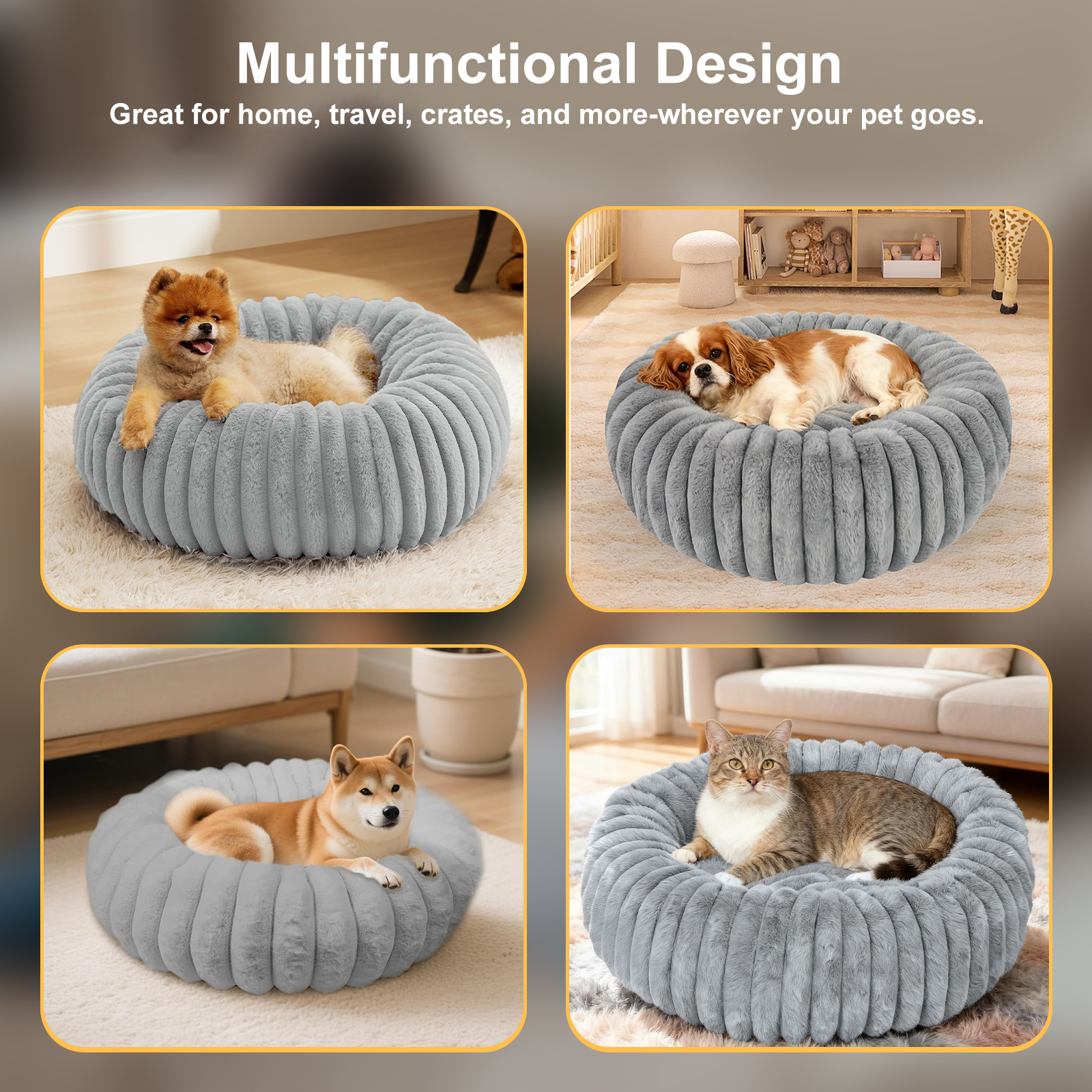 Cshidworld 20 Inch Calming Donut Dog Bed Small photo 4
