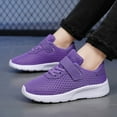 thumbnail image 3 of Mesh Sneakers for Girls Comfy Lightweight Orthopedic Shoes Thick Soft Sole Cushioning Walking Running Shoes Hook and Loop Breathable Athletic Shoes Purple 13 Little Kid, 3 of 6