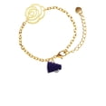 thumbnail image 2 of Delight Jewelry Silvertone Small Purple Megaphone Gold-tone Flower Link Chain Bracelet, 6.75"+2" Extender, 2 of 4