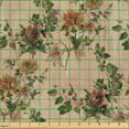 thumbnail image 2 of Ambesonne Floral Fabric by the Yard Upholstery, Grungy Back Flowers Leaves, 3 Yards, Salmon Green Pale Rust, 2 of 5