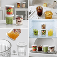 thumbnail image 5 of Glass Cups with Lids Set of 4, 14oz Thick Drinking Glasses, Heavy Duty Glass Tumblers, Stackable Food Storage Jars, Clear Picardie Style Glassware, 5 of 7