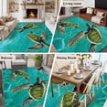 thumbnail image 6 of Area Rug 60×96in, Teal Blue Ocean Wave Sea Turtle Floor Carpet Living Room Rug, Retro Underwater World Non-Slip Welcome Mat Indoor Rugs for Bedroom Dining Room, 6 of 9