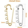 thumbnail image 3 of 20pcs Gold/Silver，Metal Heavy Duty Blanket Safety Pins Kilt Pins with ，Large Safety Pins,5 Loops for Crafting Arts Brooch Clothes, 50mm, 3 of 7