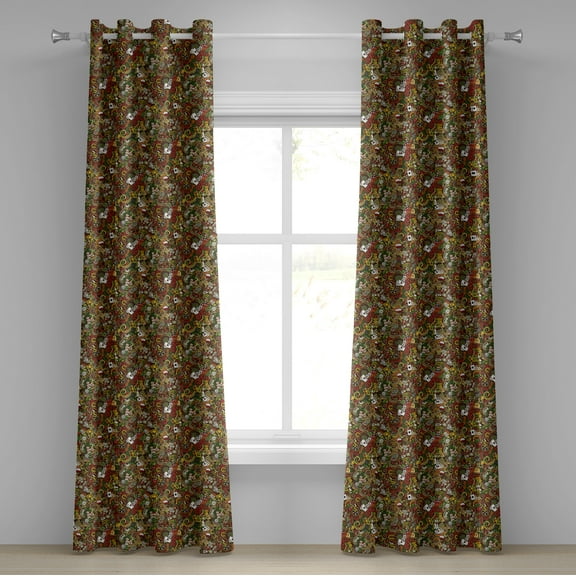 Ambesonne Colorful Grommet Curtain, Doodle Style Art Bingo, 50" x 72", Multicolor