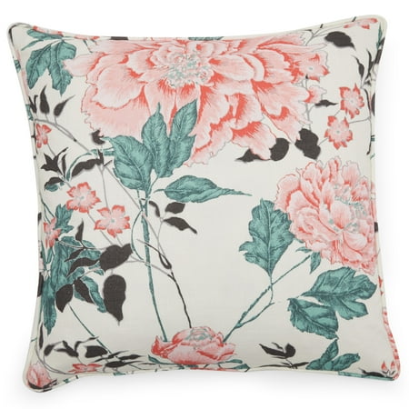 Vintage Floral Decorative Throw Pillow, 20×20″ by Drew Barrymore Flower Home