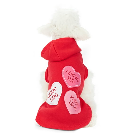 Vibrant Life Valentine's Pet Hoodie for Dogs, Conversation Hearts, Red, Extra Small