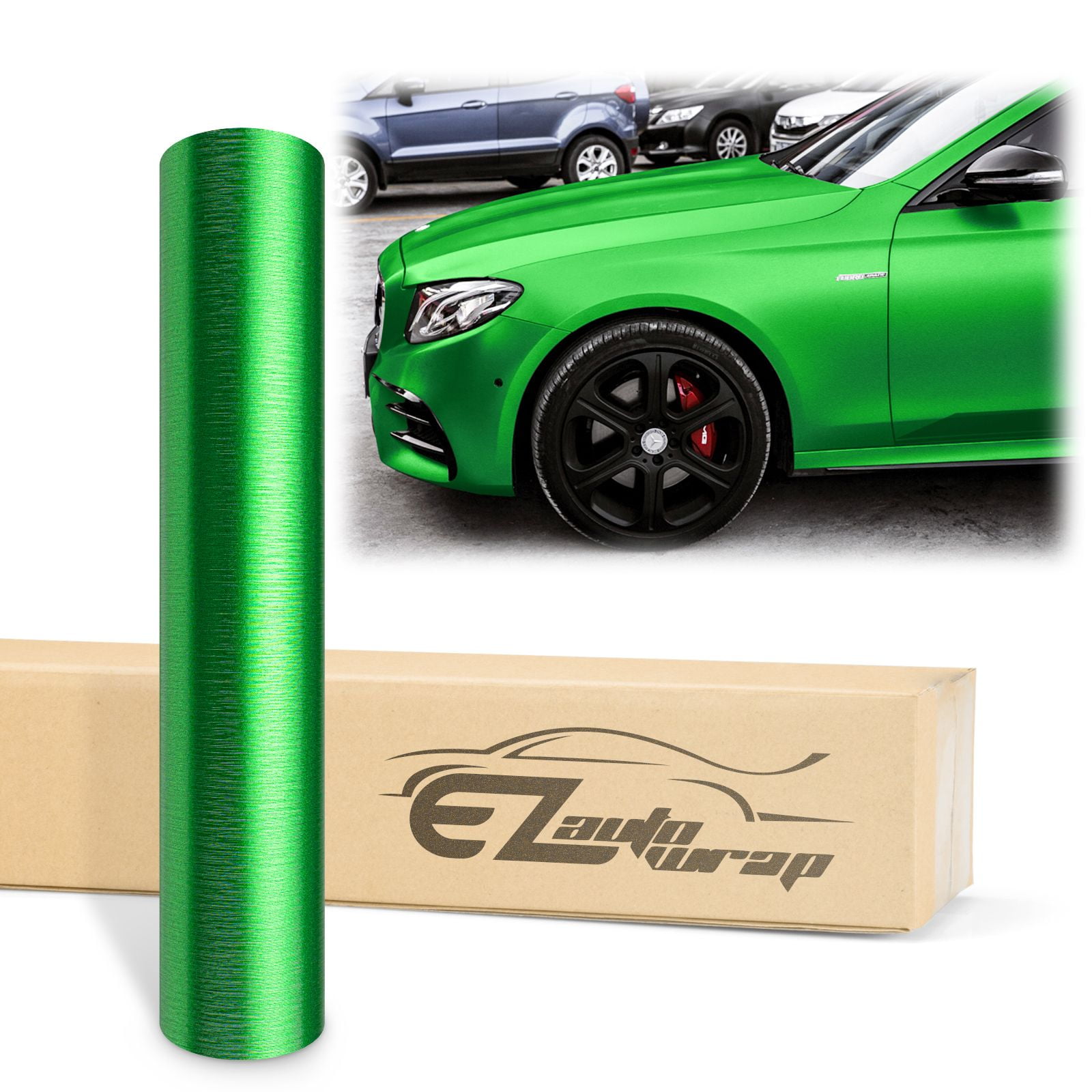 Buy EZAUTOWRAP Brushed Aluminum Green Car Vinyl Wrap Vehicle Sticker