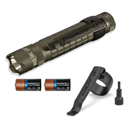 Maglite MAGTAC 2-Cell CR123 LED Flashlight with Crowned Bezel and Detachable ClipFoliage Green