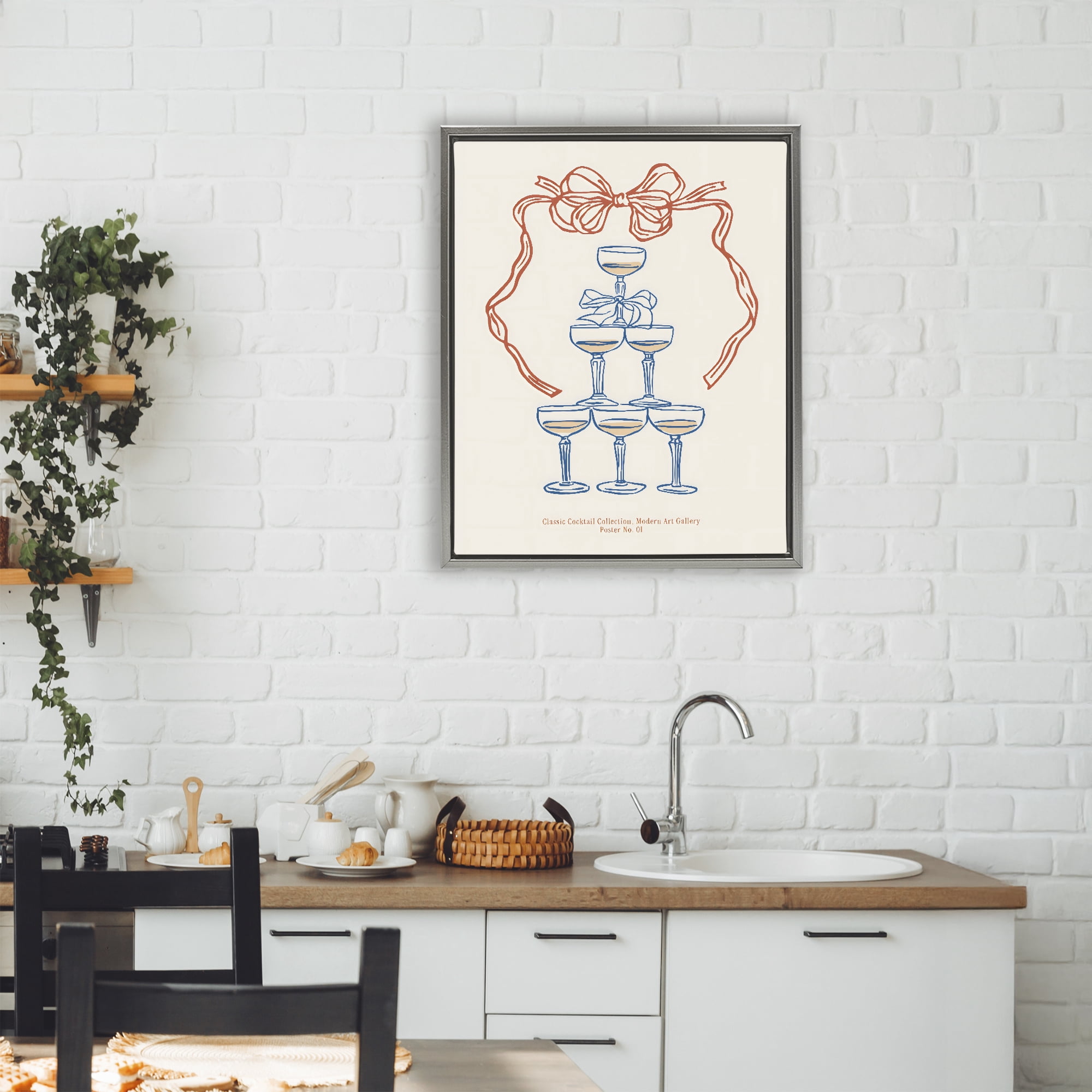 Stupell Industries Classic Cocktail Tower Gray Framed Floater Canvas Wall Art, design by The Prints Vibe