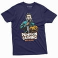 thumbnail image 4 of Halloween Horror Movie T-shirt Pumpkin Carving Mens Tshirt Costume Party Tee Shirt (4X-Large Military Green), 4 of 6