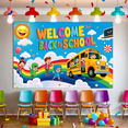 thumbnail image 4 of Cartoon School Bus Back to School Kids Educational Rainbow Banner for Classroom Decoration School Event Welcome Party, 4 of 6