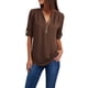 thumbnail image 1 of Blusas Umfun para mujer, de manga larga, con cremallera, estilo informal, con cuello en V, enrollables, color café, talla 4XL, 1 of 5