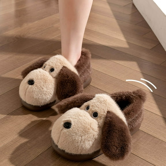 KANG Adorable Puppy Design Girls Slippers Cozy Indoor Footwear With Sole For Winter Warmth And Comfort