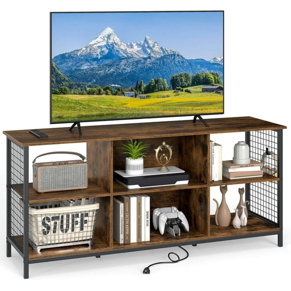 Costway 3-Tier TV Stand for TV's up to 65" Entertainment Media Center with Storage Basket