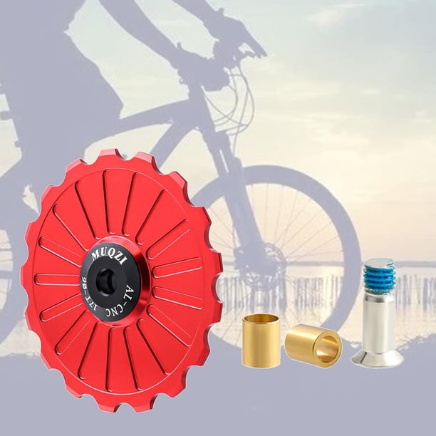 Polea de cambio trasero, rueda de aleación de aluminio, polea guía de cerámica, rueda de rodillo guía para bicicleta, bicicleta de montaña, BMX 17t rojo