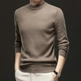 thumbnail image 6 of Hueook Mens Sweater Men Casual Printing Round Neck Solid Color Long Sleeve Striped Knit Sweater Coffee 2X, 6 of 6