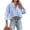 Light-blue, variant on Langwyqu Turn-Down Collar Women Solid Button Crop Tops Lapel Blouse With Pocket