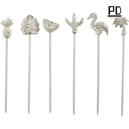 

Stainless Steel Cocktail Picks or Martini Sticks Reusable Toothpicks Set of 6