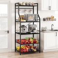thumbnail image 2 of IDEALHOUSE Kitchen Bakers Rack, Microwave Oven Stand with 2 Large Wire Basket, Industrial Coffee Bar Station, 5-Tier Kitchen Utility Storage Shelf with 8 Hooks for Spice, Pots Organizer, Rustic Black, 2 of 4