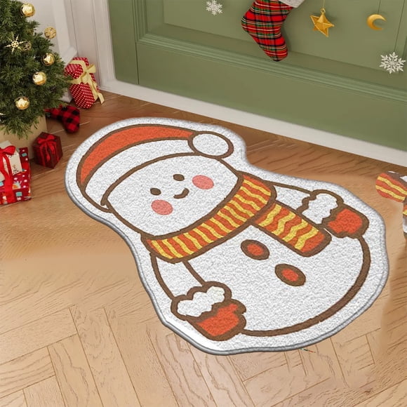 Alfombra Navideña para Baño, Imitación de Cachemir Ultrafina | Alfombra Suave y Antideslizante | Blanca, 40×60 Cm | Decoración Navideña | 95 % Poliéster + 5 % Elastano | Lavable a Máquina