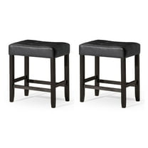 Carte: A La Carte Home Harper Counter Stool, Rustic Black Wood Finish, Set of 2