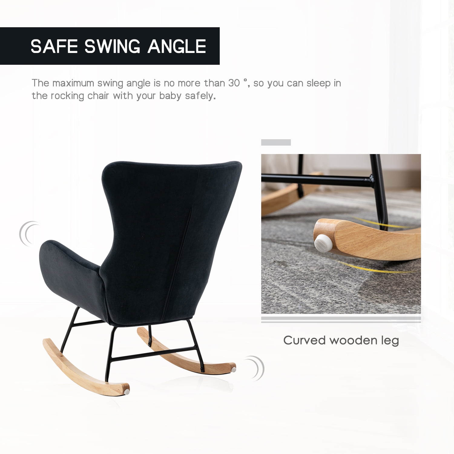 Tzicr Small Rocking Accent Chair with High Backrest and Armrests