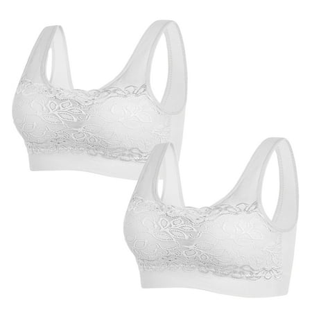 

Xmarks Women Floral Lace Bralette Padded Breathable Sexy Racerback Lace Bra 2 Pack