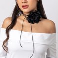 thumbnail image 5 of Yoyauz Bohemian Flower Choker Long Wrap Tassel Floral Choker Necklace Handmade Faux Tulle Rose Tie Necklace Party Wedding Accessories, 5 of 7