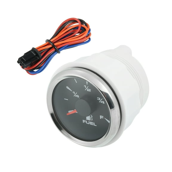 52mm Fuel Level Gauge Indicator Kit 9-32V Meter Signal Adjustable 8 Color Backlight for Car Truck Boat Silver Tone Black