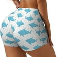thumbnail image 2 of Xecao Party Shark Cute Print Workout Shorts for Women Soft Smooth Gym Yoga Scrunch Active Tennis Workout Running Shorts, 2 of 9