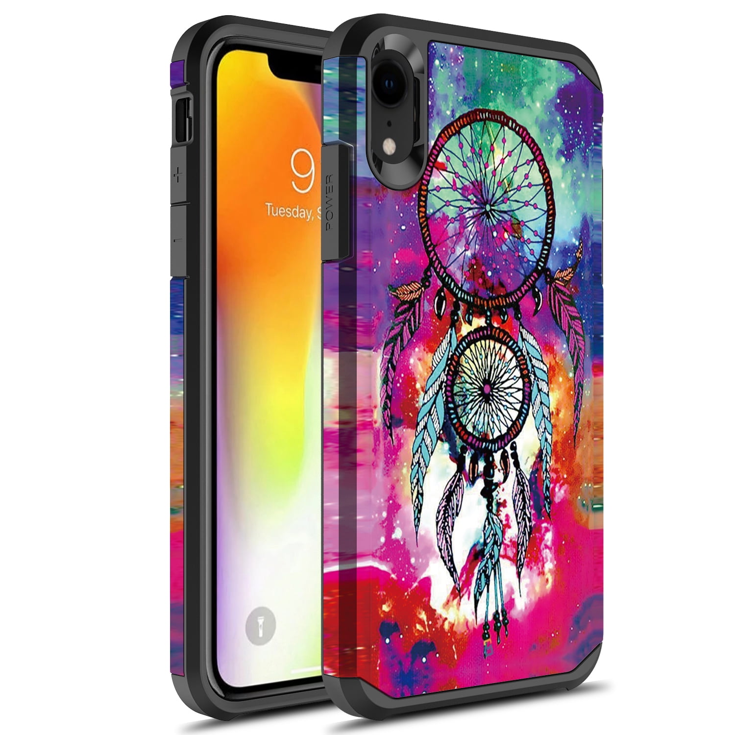 iPhone XR Case, Rosebono Slim Hybrid Dual Layer Graphic Fashion Colorful Cover Armor Case for Apple iPhone XR (Dream Catcher)