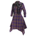 thumbnail image 4 of Rosegal Women Casual Plus Size Lace Up Plaid Handkerchief Dress Purple 3X, 4 of 6