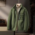 thumbnail image 2 of ZCFZJW Men's Winter Zip Up Polar Fleece Jacket Athletic Tactical Hiking Outdoor Long Sleeve Hoodless Outwear Jackets with 3 Pockets Army Green XXXXL, 2 of 6