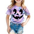 thumbnail image 4 of PEASKJP Girls T Shirts Short Sleeve Girl's Short Sleeve Crewneck T Shirt Halloween Clothes (Light Purple,1-2 Years), 4 of 5