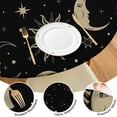 thumbnail image 4 of Black Sun Moon Star Pattern Round Fitted Tablecloth with Elastic Edge,Dining Table Cover Waterproof,Outdoor Round Tablecloth for Camping,Dining,Indoor and Outdoor, 4 of 7