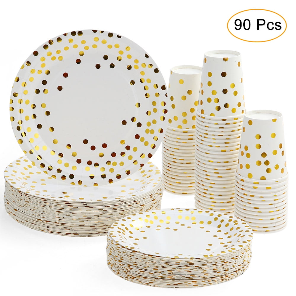 30pcs 9oz Paper Cups + 30pcs 7" Plates + 30pcs 9" Plates Set of 90pcs