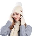 thumbnail image 3 of Wmkox8yii Women's Warm Knitting Beanie Hat, Scarf & Glove Set, Snowflake Print, 3-Piece Set, 3 of 6