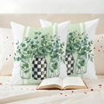 thumbnail image 2 of Outdoor Pillow Covers Summer Eucalyptus Leaves Waterproof Pillow Cases 16x16 Set of 2, Watercolor Green Stripes Throw Pillow Cover Pillowcase for Patio Balcony Couch Garden, 2 of 9