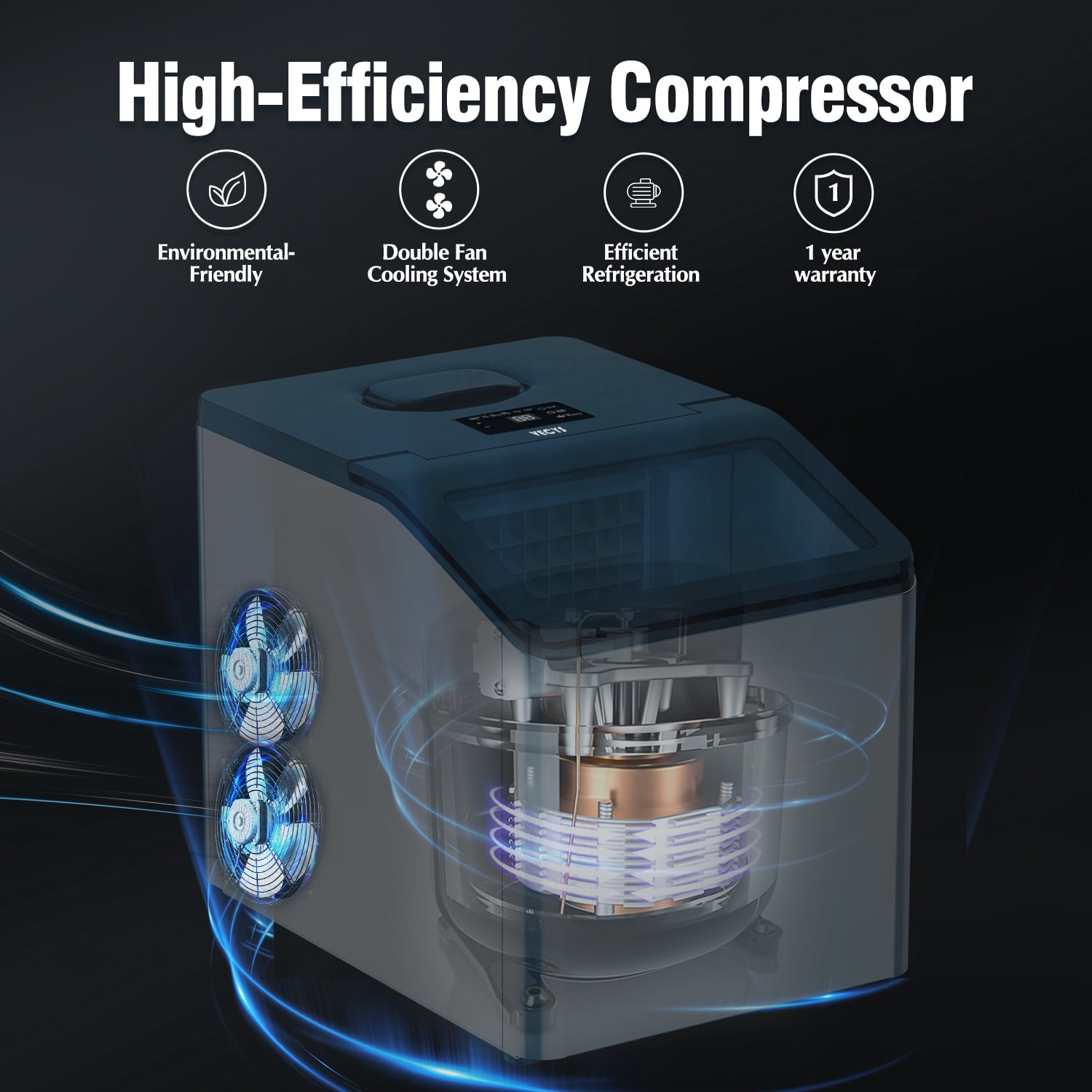 VECYS Countertop Cube Ice Maker, 67LBS Daily, 36 Cubes in 13 Mins