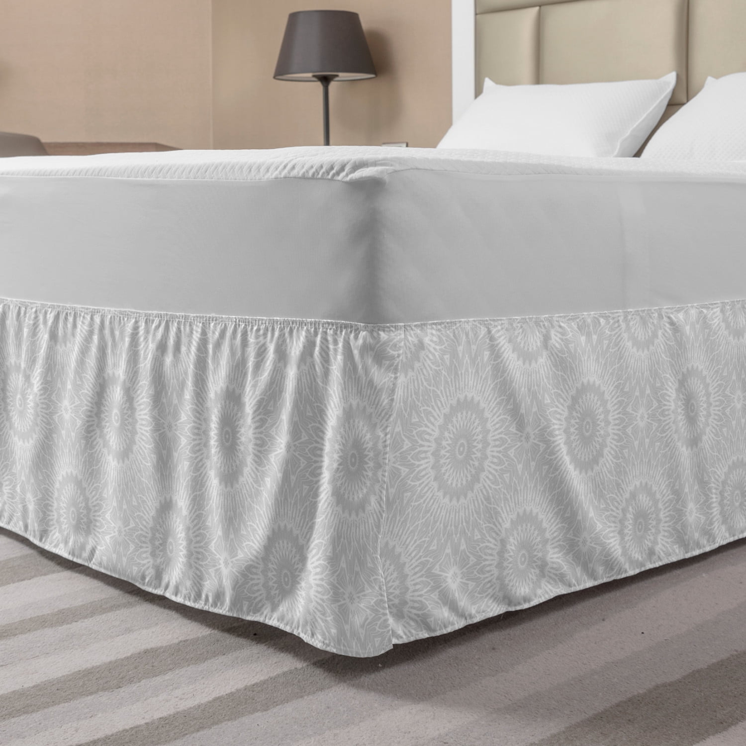 Muted Colors Bed Skirt, Illustration of Flourishing Ornamental Motifs