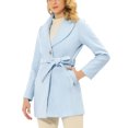 thumbnail image 4 of INSPIRE CHIC Juniors Mignon Col Rabattu à Simple Boutonnage Long Manteau Trench Ceinturé, 4 of 7