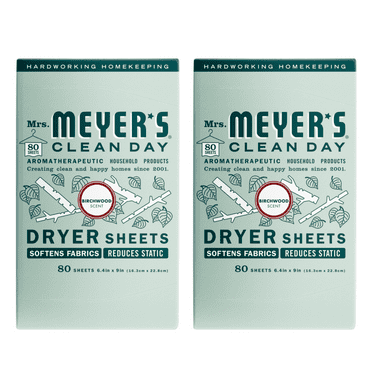 Mrs Meyers Dryer Sheets, Birchwood Scent, 80 Ct. (2 Pack)